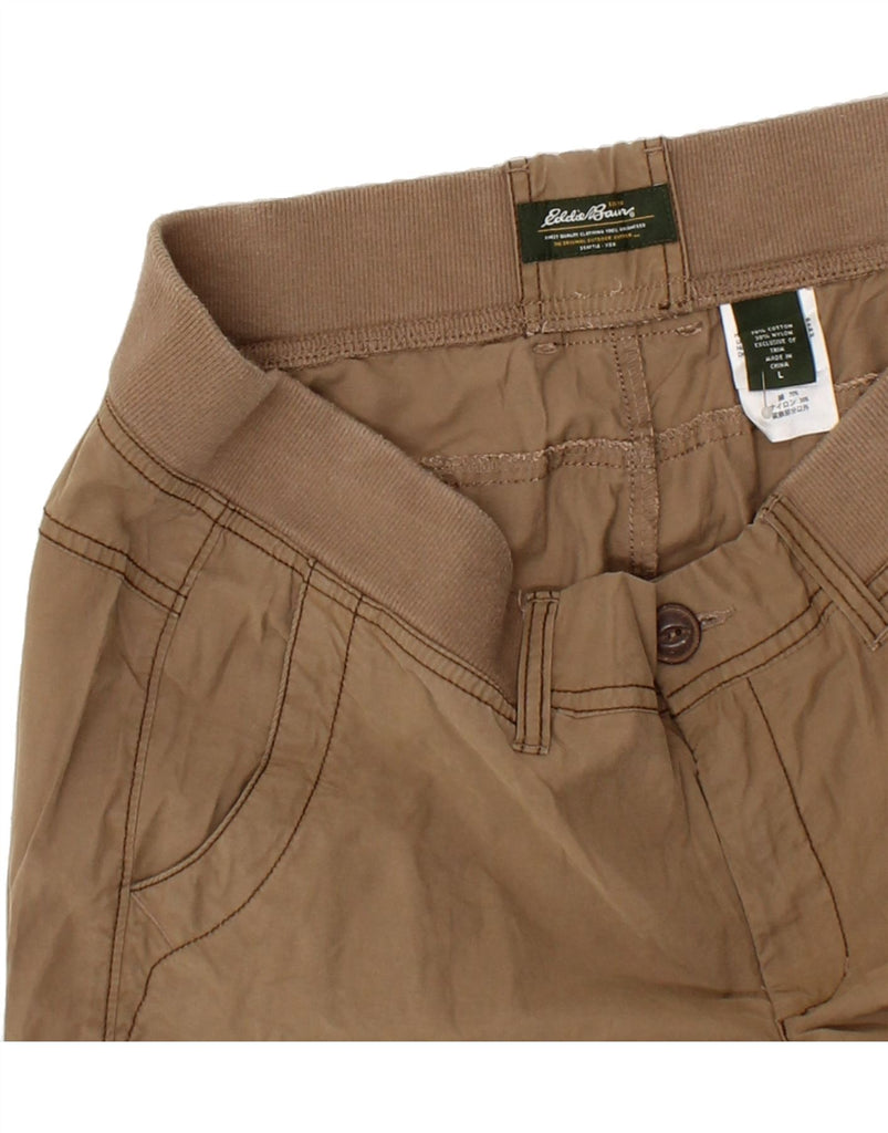 EDDIE BAUER Mens Capri Cargo Trousers Large W36 L23 Brown Cotton | Vintage Eddie Bauer | Thrift | Second-Hand Eddie Bauer | Used Clothing | Messina Hembry 