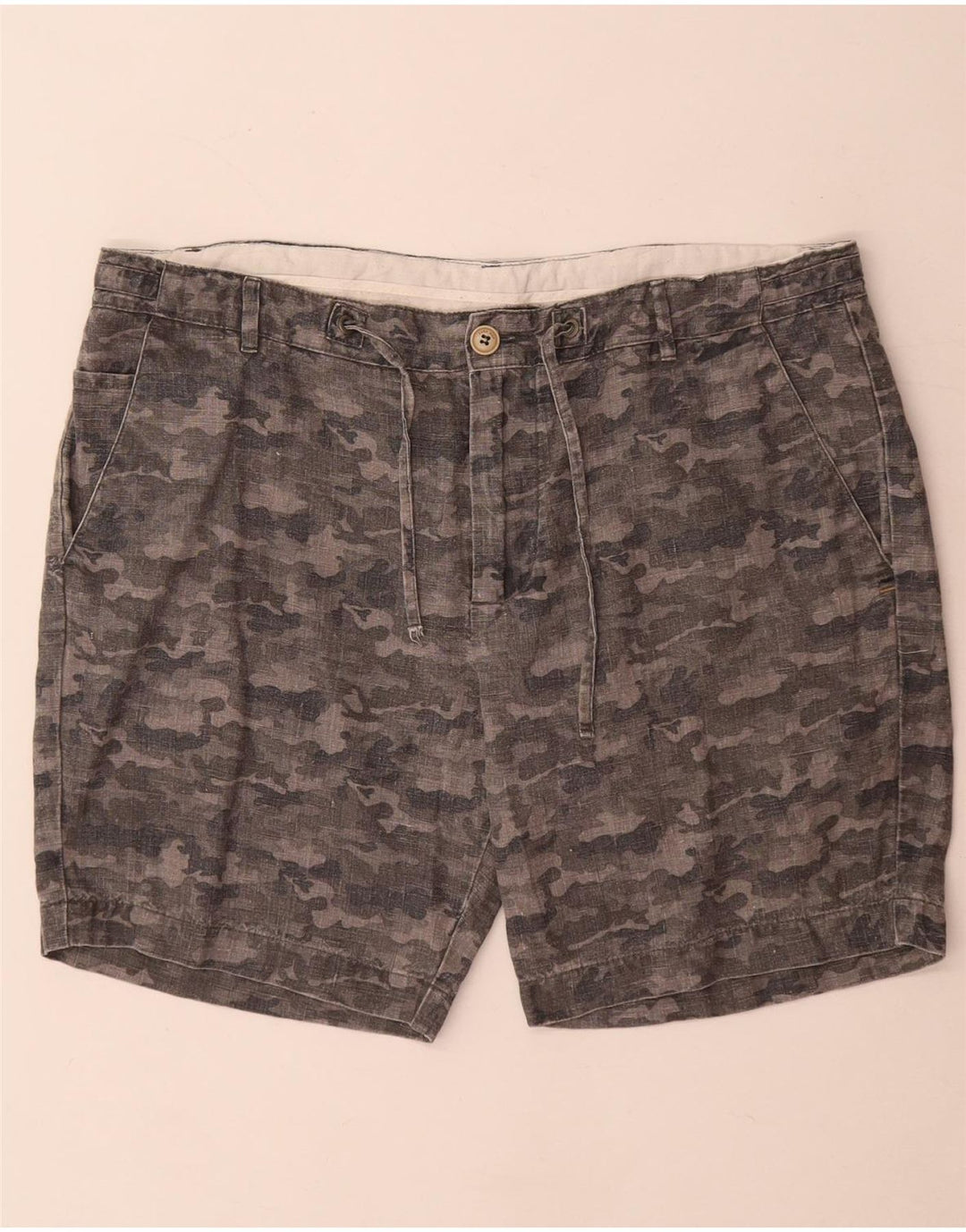 Zara Mens Chino Shorts XL W36 Grey Camouflage