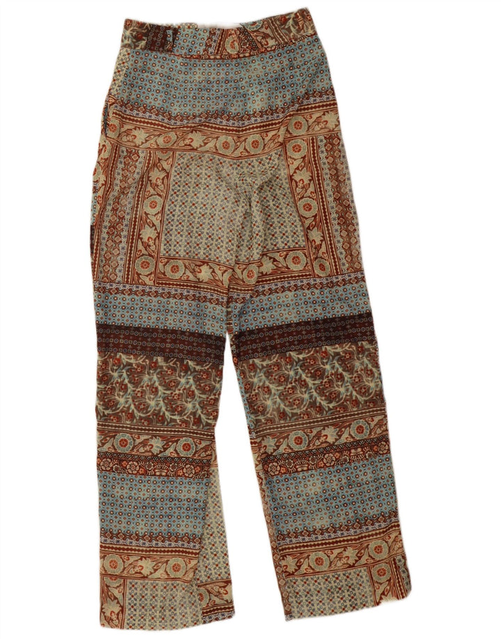 Zara Womens High Waist Straight Trousers Small W28 L31 Beige Patchwork