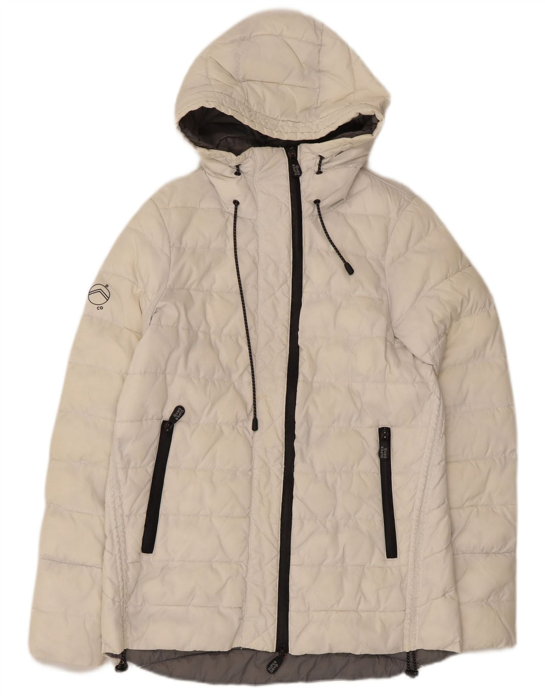 Superdry Womens Hooded Padded Jacket UK 8 Small White Nylon