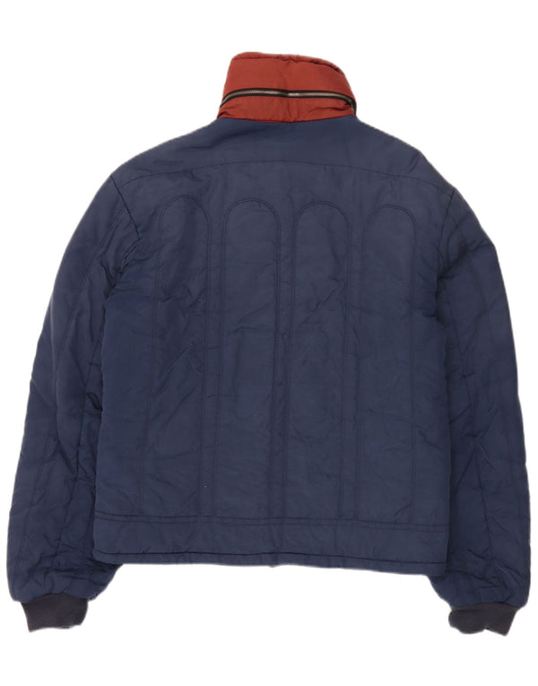 Diesel Mens Hooded Bomber Jacket UK 42 XL Blue Nylon
