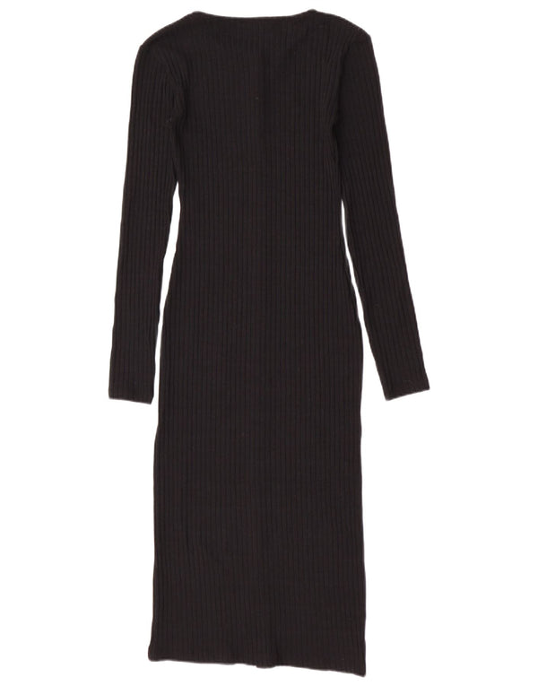 Zara Womens Longline Cardigan Sweater UK 8 Small Black Polyester