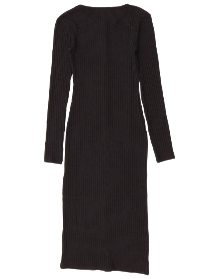 Zara Womens Longline Cardigan Sweater UK 8 Small Black Polyester