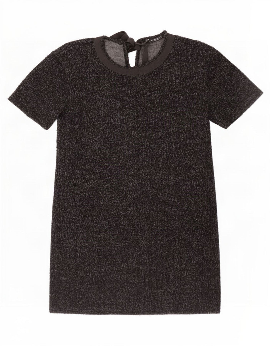 Zara Womens Basic Dress UK 14 Medium Black Flecked Cotton