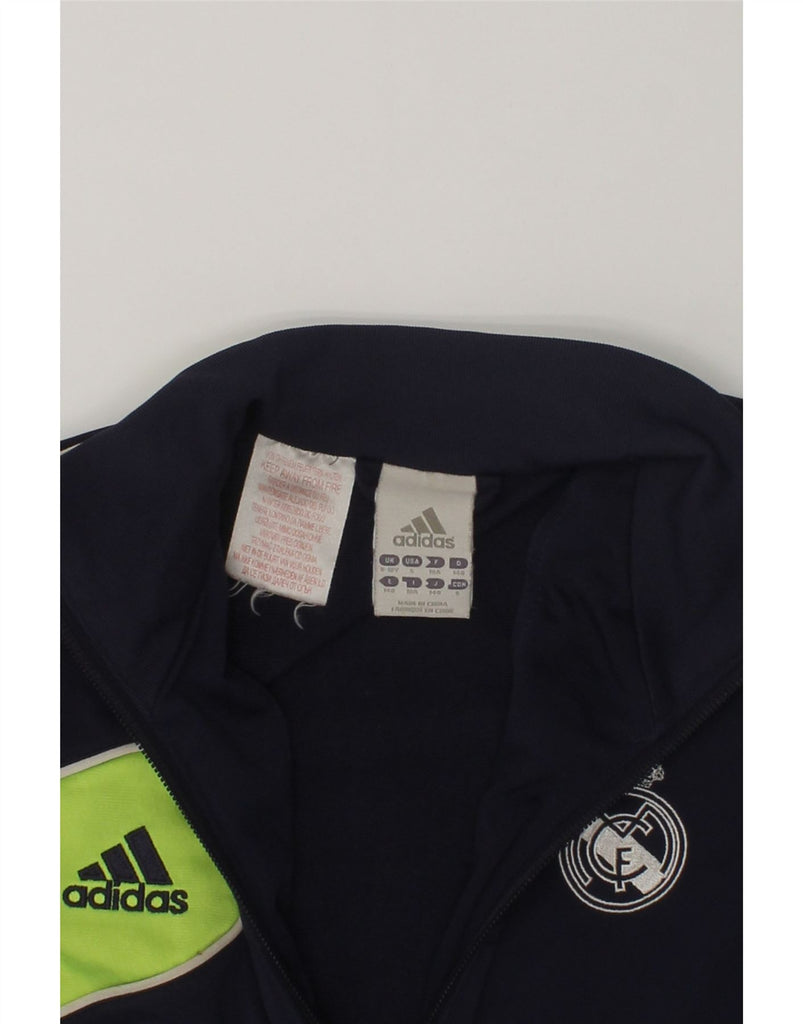 ADIDAS Boys Graphic Tracksuit Top Jacket 9-10 Years Navy Blue Colourblock | Vintage Adidas | Thrift | Second-Hand Adidas | Used Clothing | Messina Hembry 