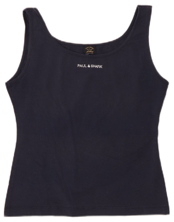 Paul & Shark Womens Crop Vest Top UK 12 Medium Navy Blue