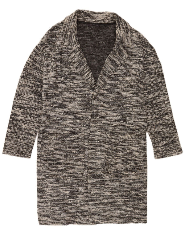 Marks & Spencer Womens Longline Cardigan Sweater UK 12 Medium Grey Flecked
