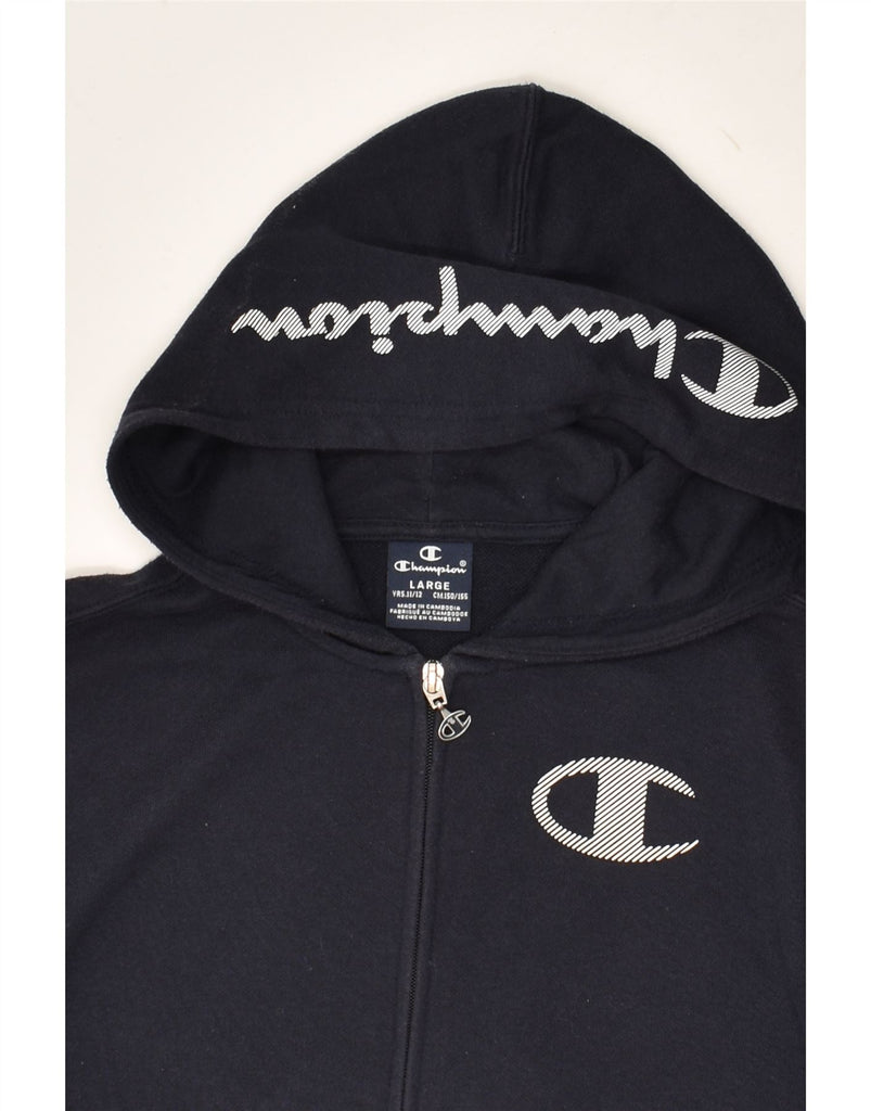 CHAMPION Boys Graphic Zip Hoodie Sweater 11-12 Years Large Navy Blue | Vintage Champion | Thrift | Second-Hand Champion | Used Clothing | Messina Hembry 