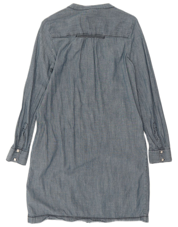 Gap Womens Long Sleeve Sheath Dress UK 8 Small Blue Cotton