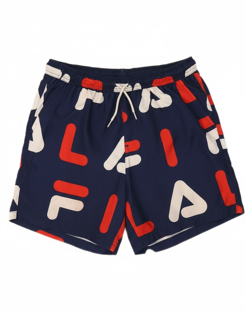 FILA Mens Graphic Swimming Shorts XL Navy Blue Polyester Vintage Fila and Second-Hand Fila from Messina Hembry 