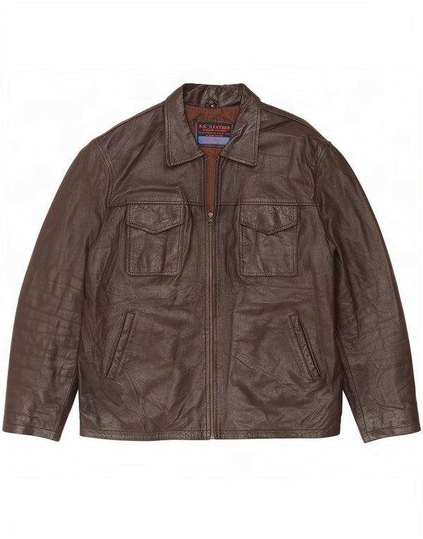 Vintage Mens Leather Jacket UK 42 XL Brown
