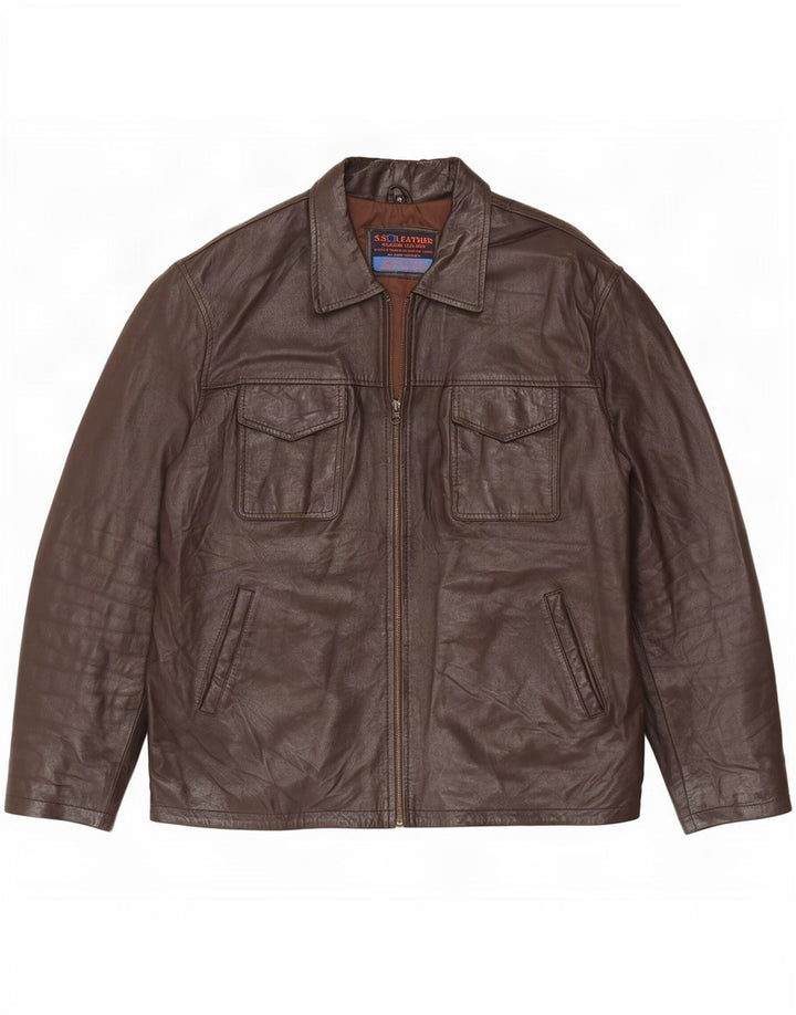 Vintage Mens Leather Jacket UK 42 XL Brown
