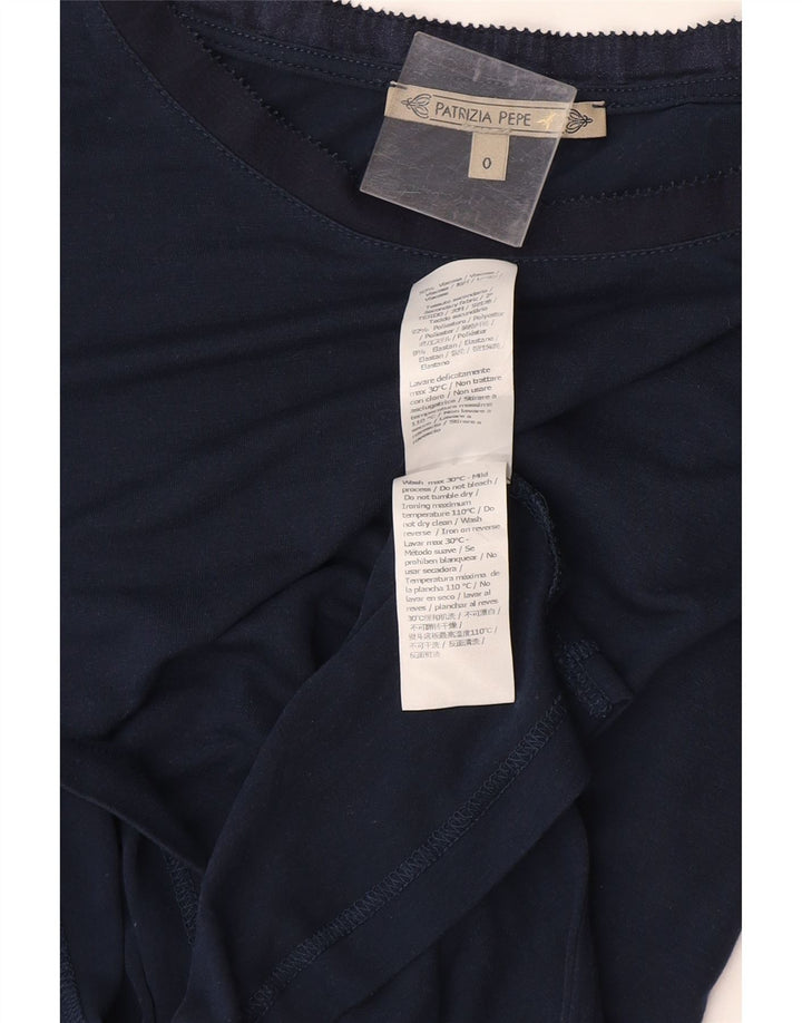 PATRIZIA PEPE Womens Oversized T-Shirt Top US 0 XS Navy Blue Viscose