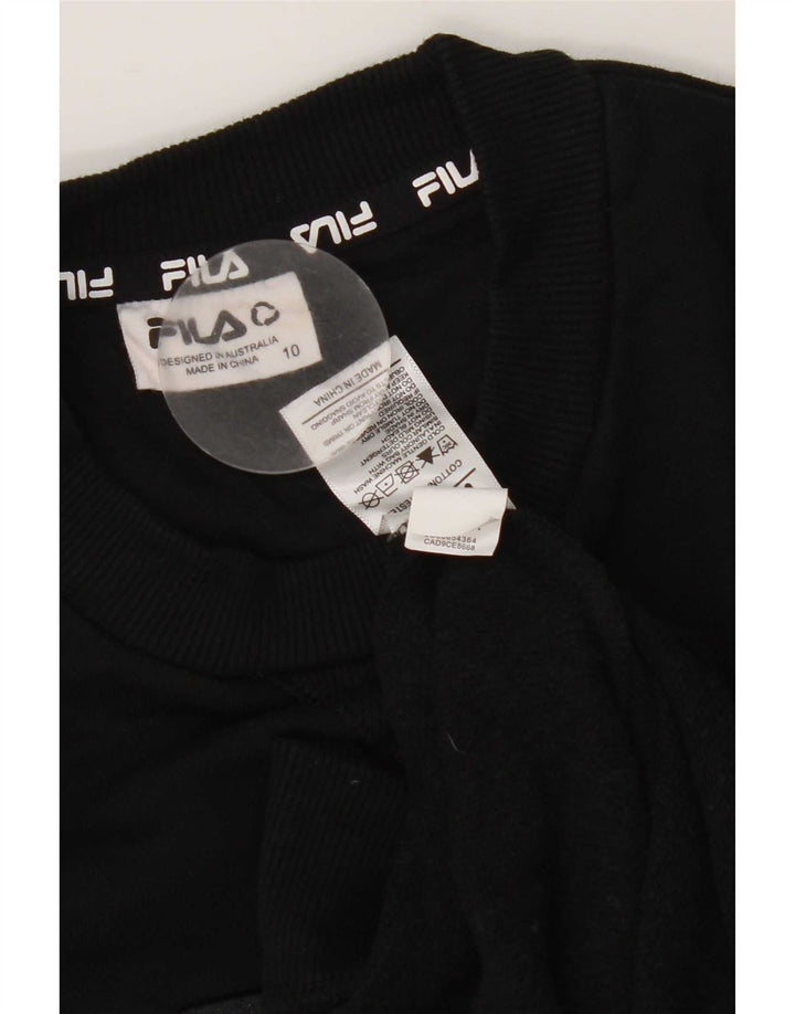 Fila Womens Graphic Sweatshirt Jumper UK 10 Small Black Cotton