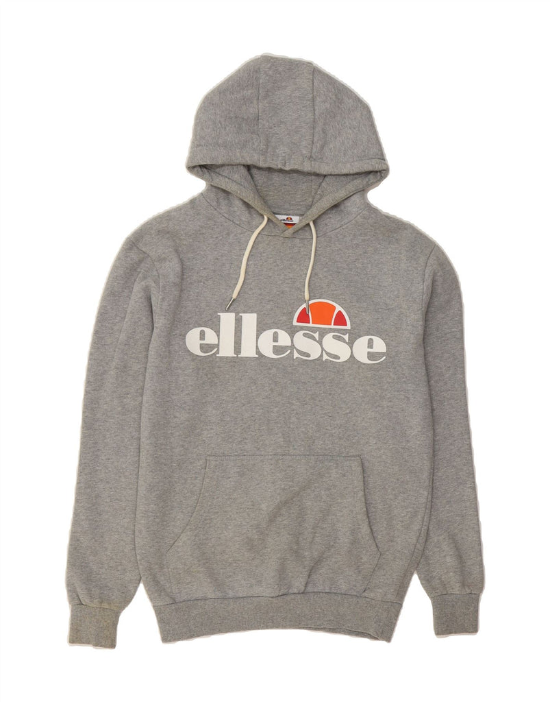 ELLESSE Womens Oversized Graphic Hoodie Jumper UK 8 Small  Grey Cotton Vintage Ellesse and Second-Hand Ellesse from Messina Hembry 