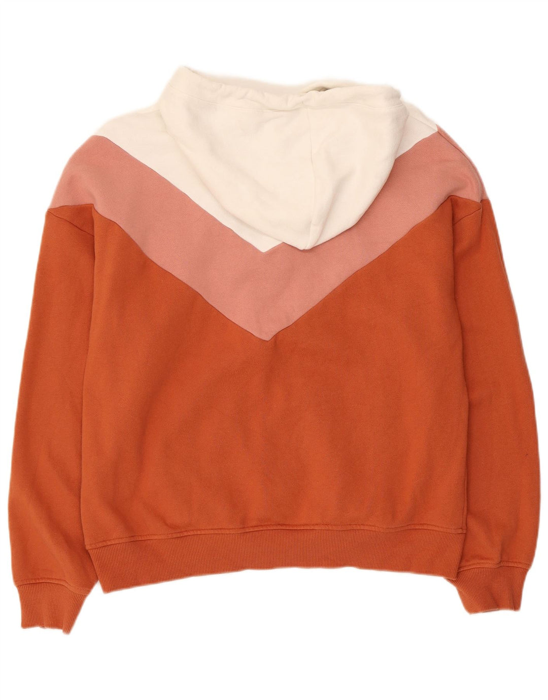 Roxy Womens Button Neck Hoodie Jumper UK 14 Medium Orange Colourblock