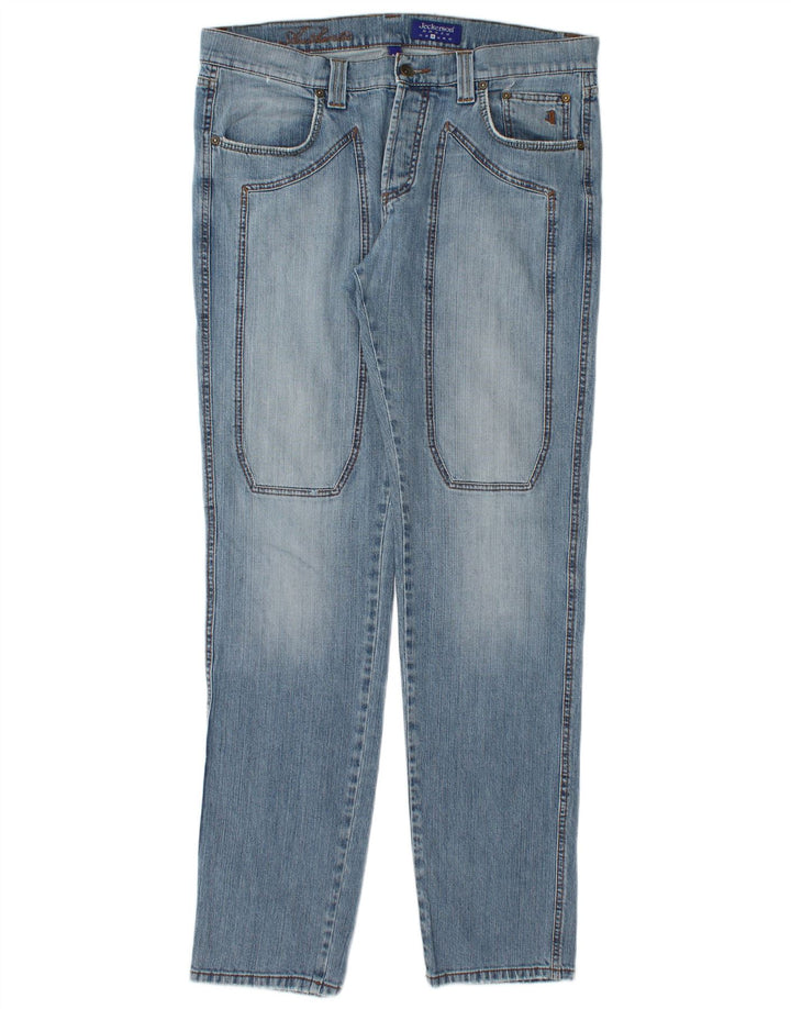 Jeckerson Mens Straight Jeans W36 L34 Blue Cotton