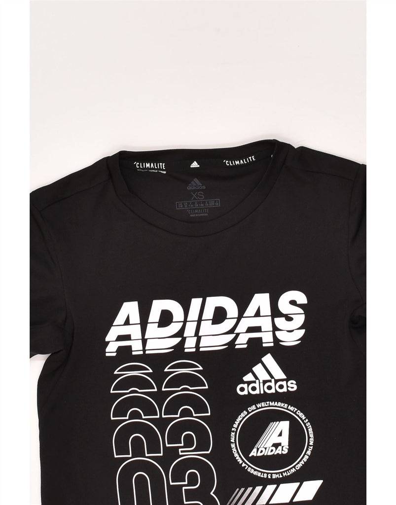 ADIDAS Boys Climalite Graphic T-Shirt Top 7-8 Years XS Black | Vintage Adidas | Thrift | Second-Hand Adidas | Used Clothing | Messina Hembry 