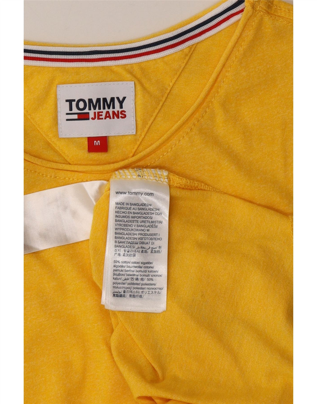 TOMMY HILFIGER Womens T-Shirt Top UK 14 Medium Yellow Cotton