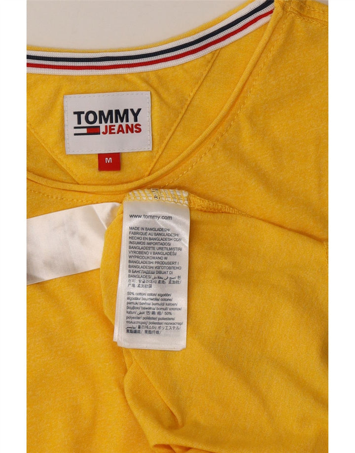 TOMMY HILFIGER Womens T-Shirt Top UK 14 Medium Yellow Cotton