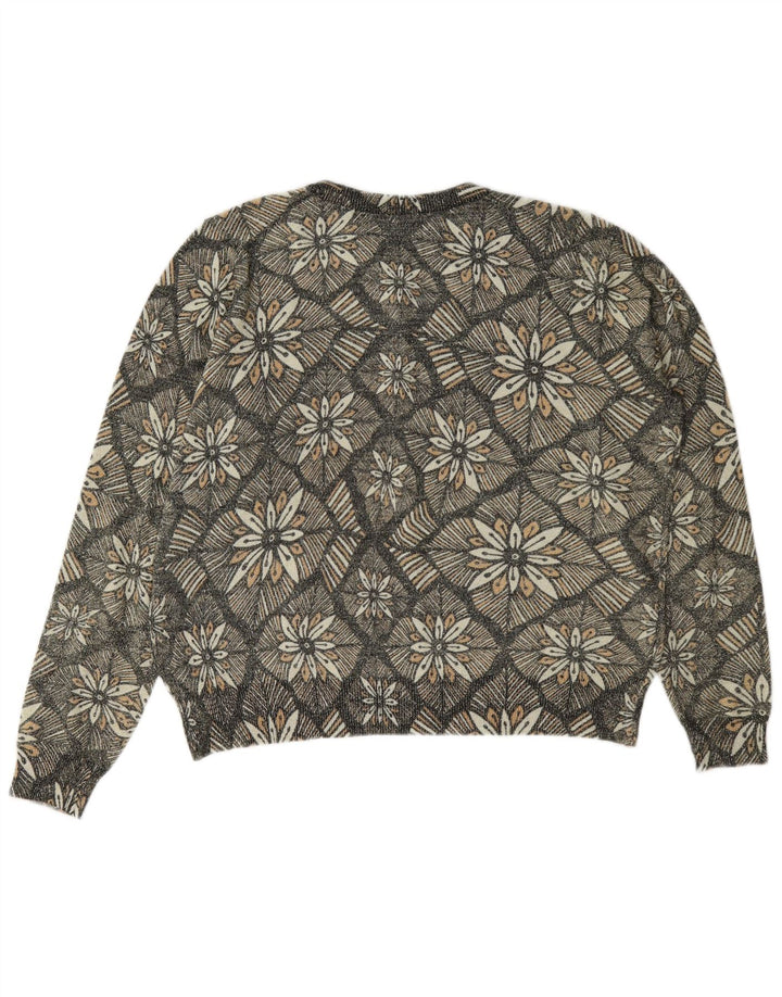 Marks & Spencer Womens Cardigan Sweater UK 14 Medium Grey Floral Classic