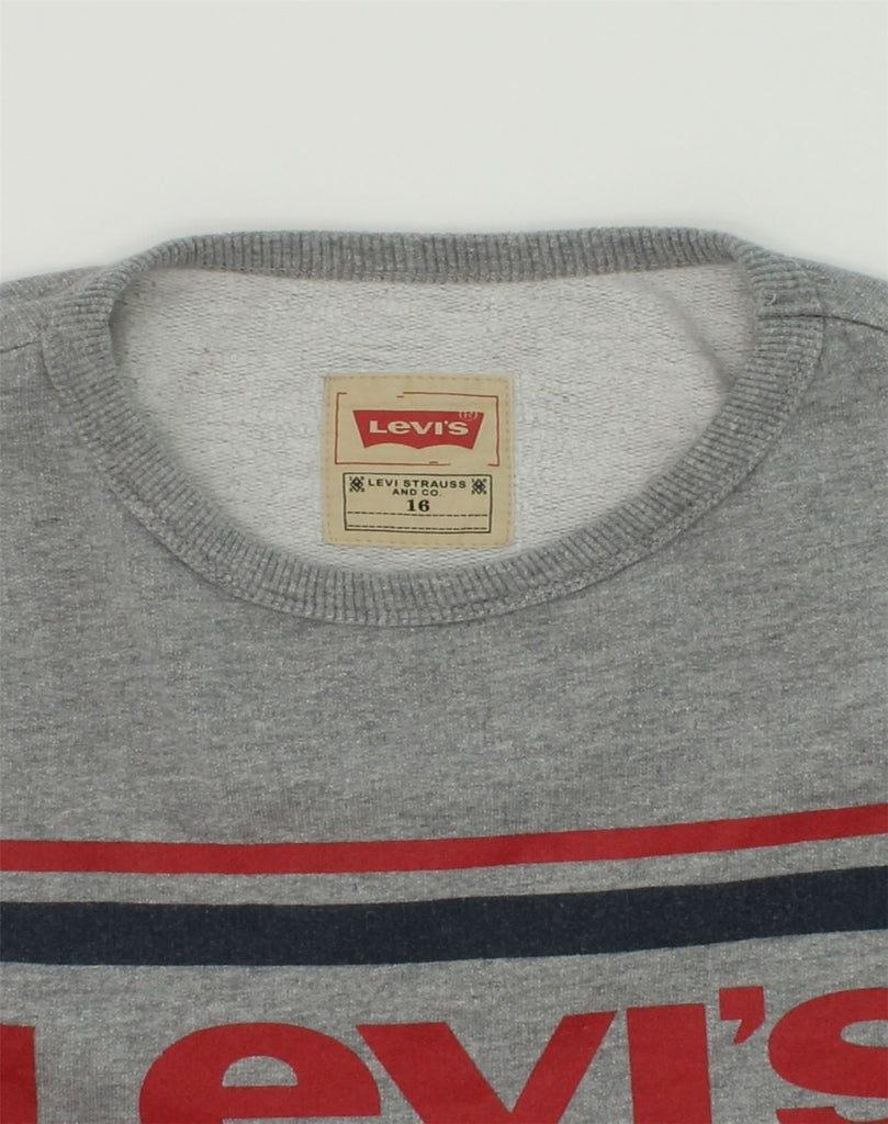 LEVI'S Boys Graphic Sweatshirt Jumper 15-16 Years Grey Cotton | Vintage Levi's | Thrift | Second-Hand Levi's | Used Clothing | Messina Hembry 