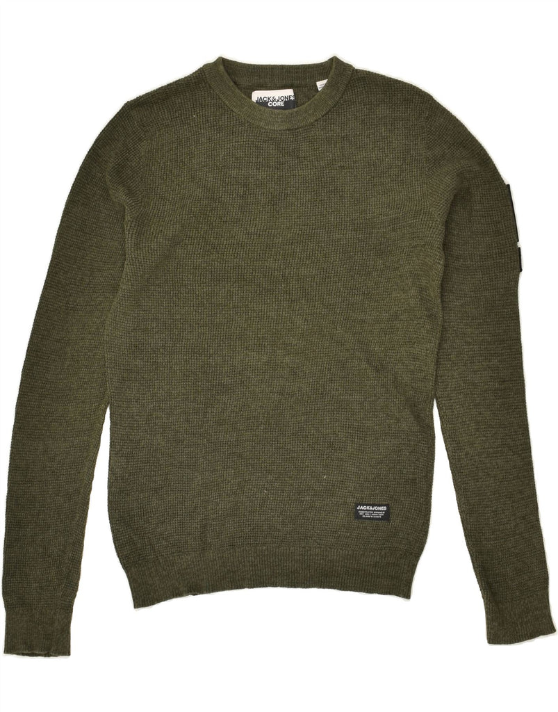 JACK & JONES Mens Crew Neck Jumper Sweater XS Khaki Cotton | Vintage Jack & Jones | Thrift | Second-Hand Jack & Jones | Used Clothing | Messina Hembry 