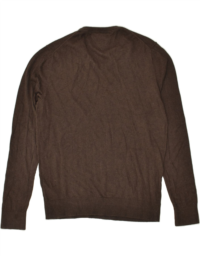 TOMMY HILFIGER Mens V-Neck Jumper Sweater Large Brown Cotton | Vintage Tommy Hilfiger | Thrift | Second-Hand Tommy Hilfiger | Used Clothing | Messina Hembry 