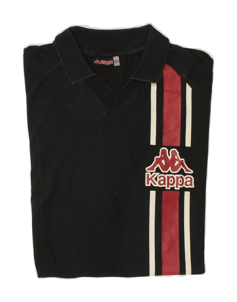 KAPPA Mens Graphic Polo Shirt XL Black Cotton Vintage Kappa and Second-Hand Kappa from Messina Hembry 