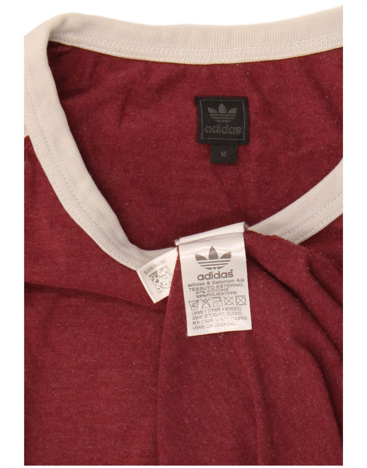 Adidas Mens Top Long Sleeve Medium Burgundy Cotton
