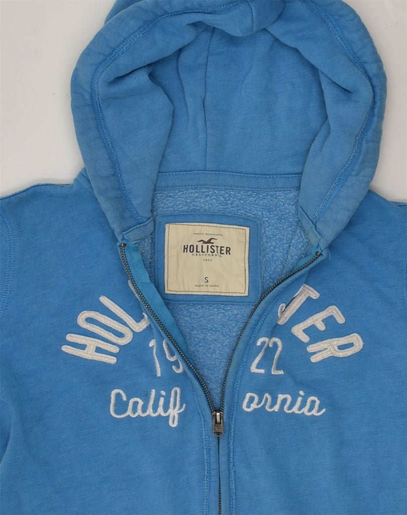 HOLLISTER Womens Graphic Zip Hoodie Sweater UK 10 Small Blue Cotton | Vintage Hollister | Thrift | Second-Hand Hollister | Used Clothing | Messina Hembry 