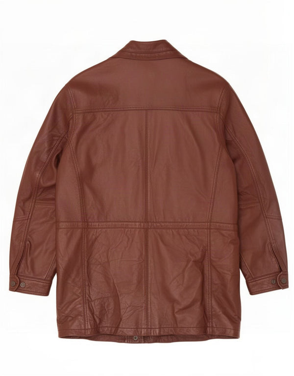 Vintage Mens Leather Coat UK 40 Large Brown