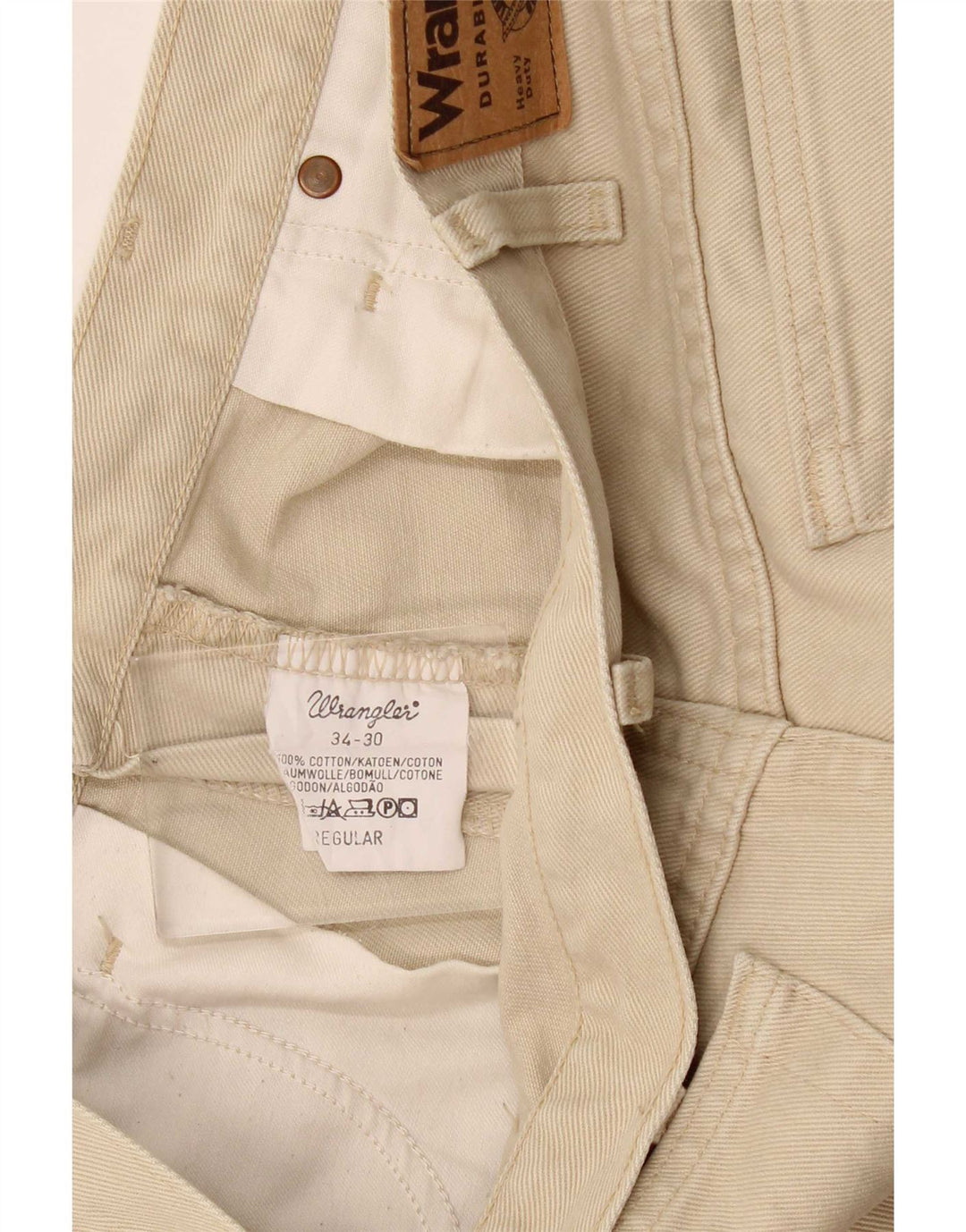 Wrangler Mens Straight Jeans W34 L30 Beige Cotton