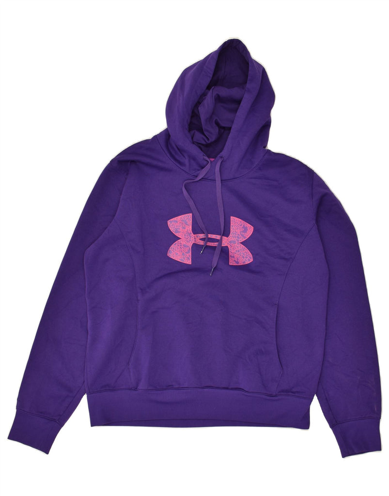 UNDER ARMOUR Womens Cold Gear Graphic Hoodie Jumper UK 18 XL Purple | Vintage Under Armour | Thrift | Second-Hand Under Armour | Used Clothing | Messina Hembry 