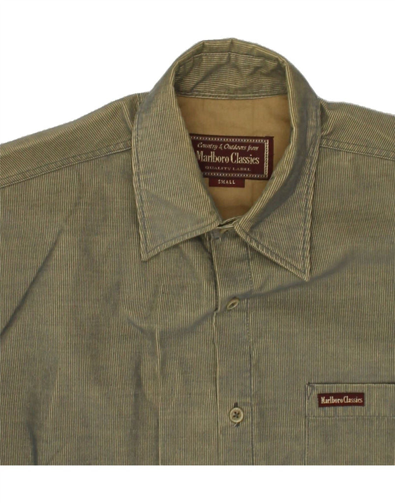 MARLBORO CLASSICS Mens Shirt Small Green Pinstripe Polyester | Vintage Marlboro Classics | Thrift | Second-Hand Marlboro Classics | Used Clothing | Messina Hembry 