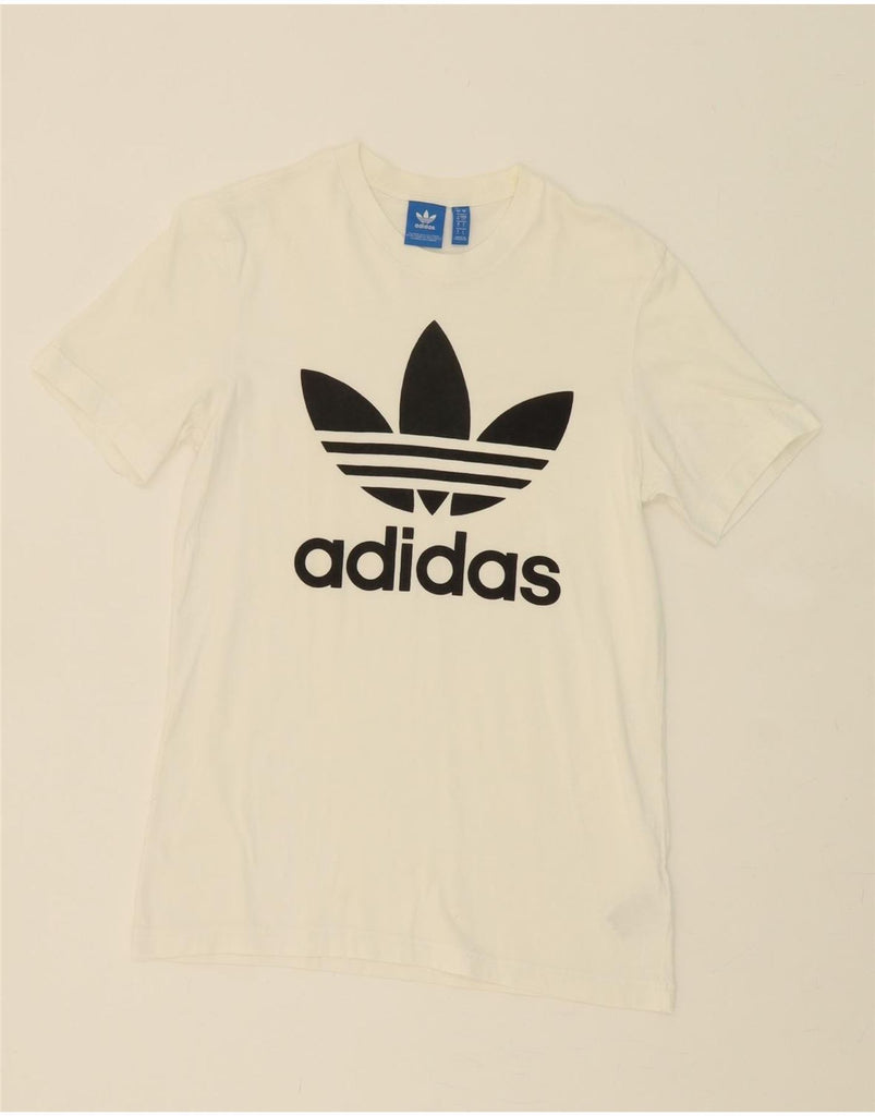 ADIDAS Mens Graphic T-Shirt Top Small White Cotton Vintage Adidas and Second-Hand Adidas from Messina Hembry 