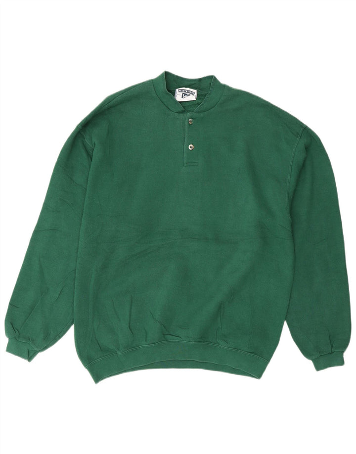 Lee Mens Button Neck Sweatshirt Jumper Medium Green
