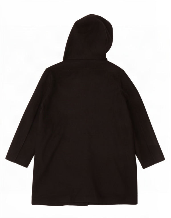Zara Womens Hooded Open Overcoat UK 14 Medium Black Polyester
