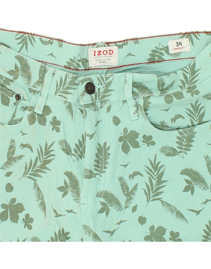 IZOD Mens Regular Fit Casual Shorts W34 Large  Turquoise Floral Cotton | Vintage Izod | Thrift | Second-Hand Izod | Used Clothing | Messina Hembry 