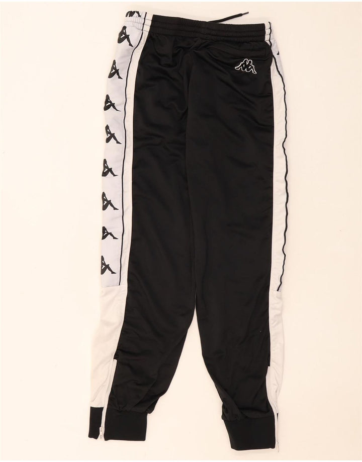 KAPPA Mens Graphic Tracksuit Trousers Joggers Small  Black Colourblock