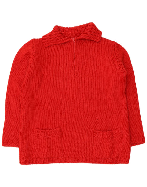 Vintage Womens Polo Neck Jumper Sweater UK 16 Large Red Merino Wool