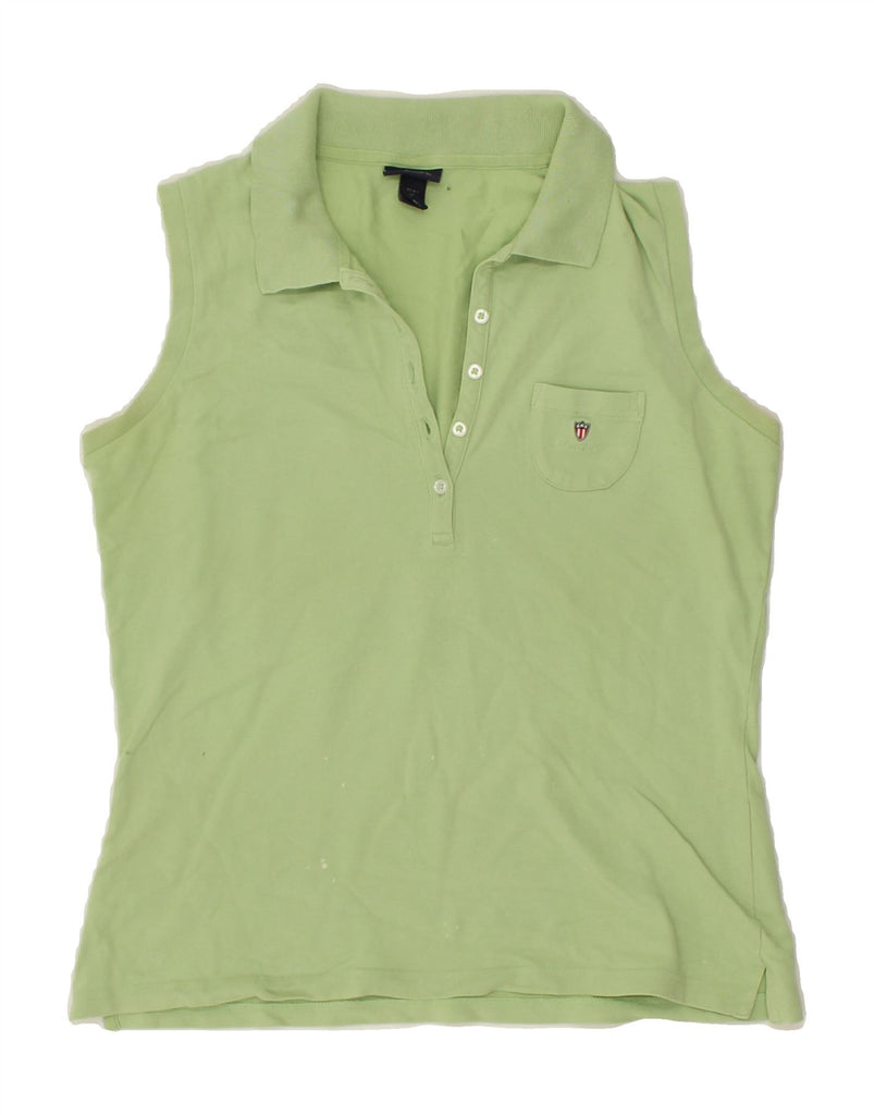 GANT Womens Sleeveless Polo Shirt UK 14 Large Green Cotton | Vintage Gant | Thrift | Second-Hand Gant | Used Clothing | Messina Hembry 