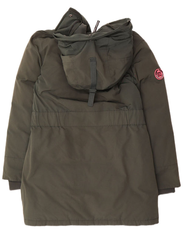 Superdry Womens Hooded Padded Coat UK 10 Small Green Nylon