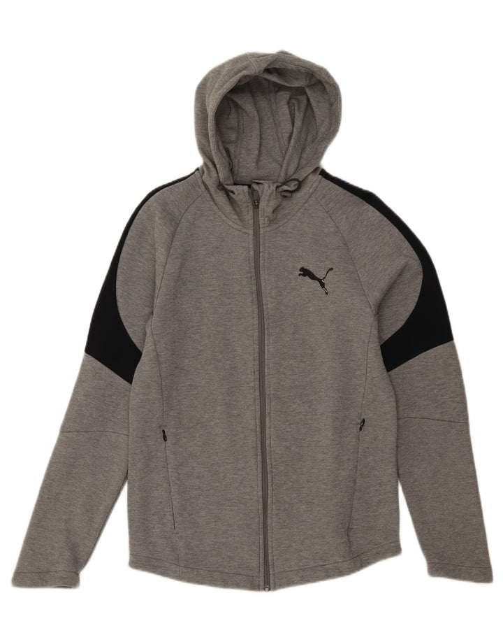 PUMA Mens Zip Hoodie Sweater Small Grey Colourblock Cotton Vintage Puma and Second-Hand Puma from Messina Hembry 