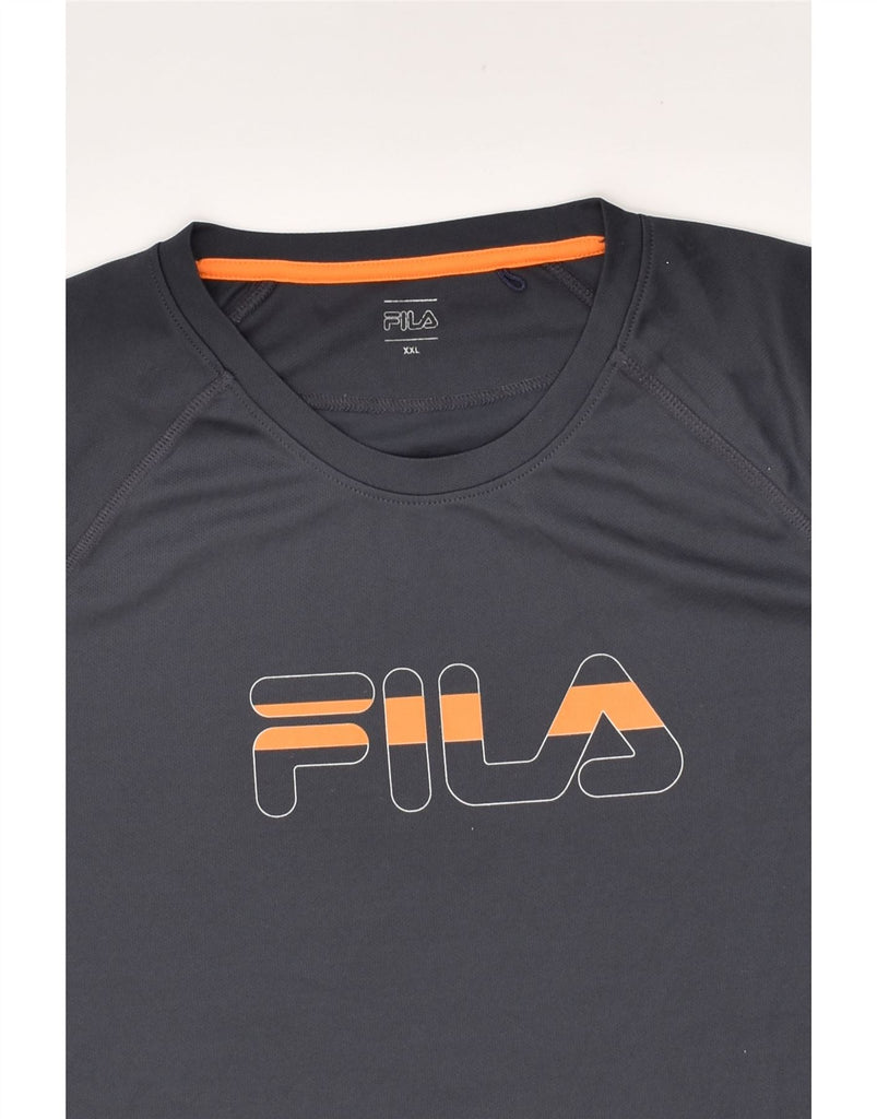 FILA Mens Graphic T-Shirt Top 2XL Grey Polyester | Vintage Fila | Thrift | Second-Hand Fila | Used Clothing | Messina Hembry 