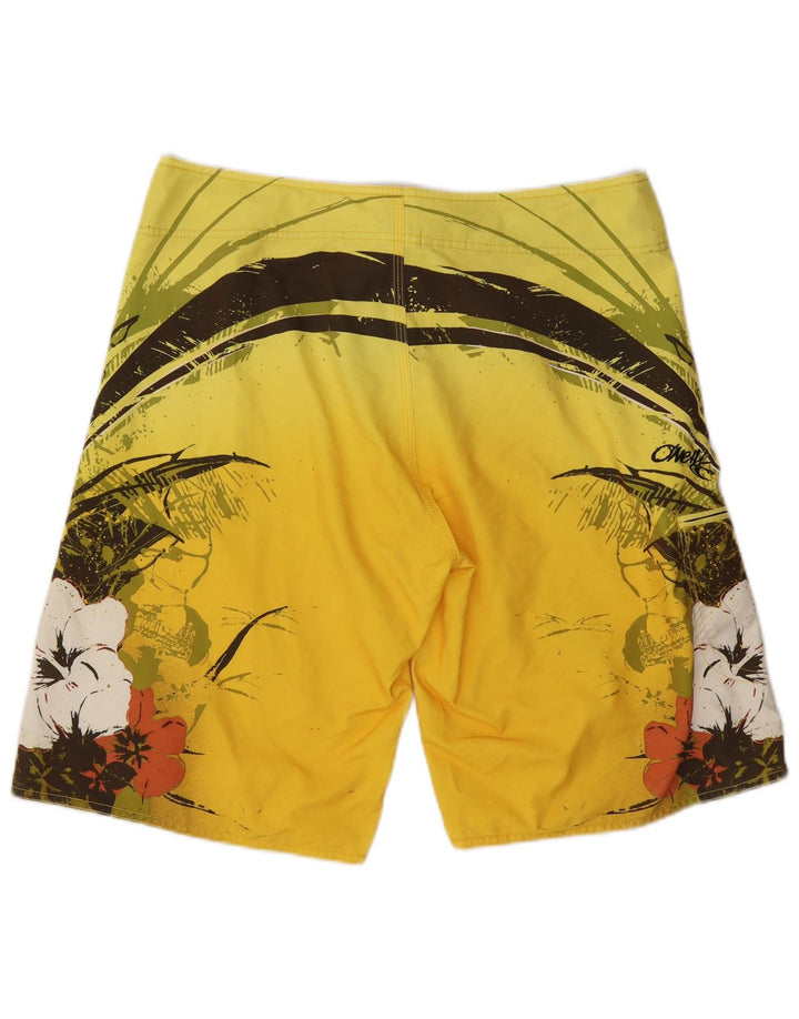 O'Neill Mens Swimming Shorts Large  Yellow Floral Polyester