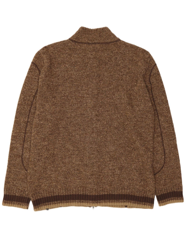 Trussardi Mens Cardigan Sweater 3XL Brown Flecked Acrylic