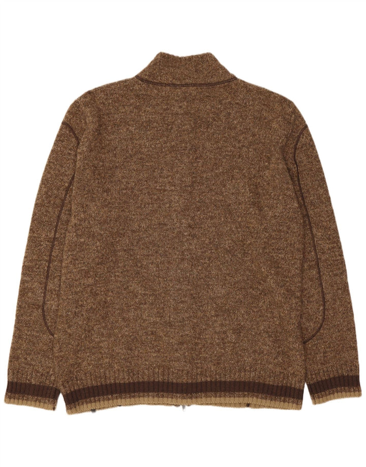 Trussardi Mens Cardigan Sweater 3XL Brown Flecked Acrylic