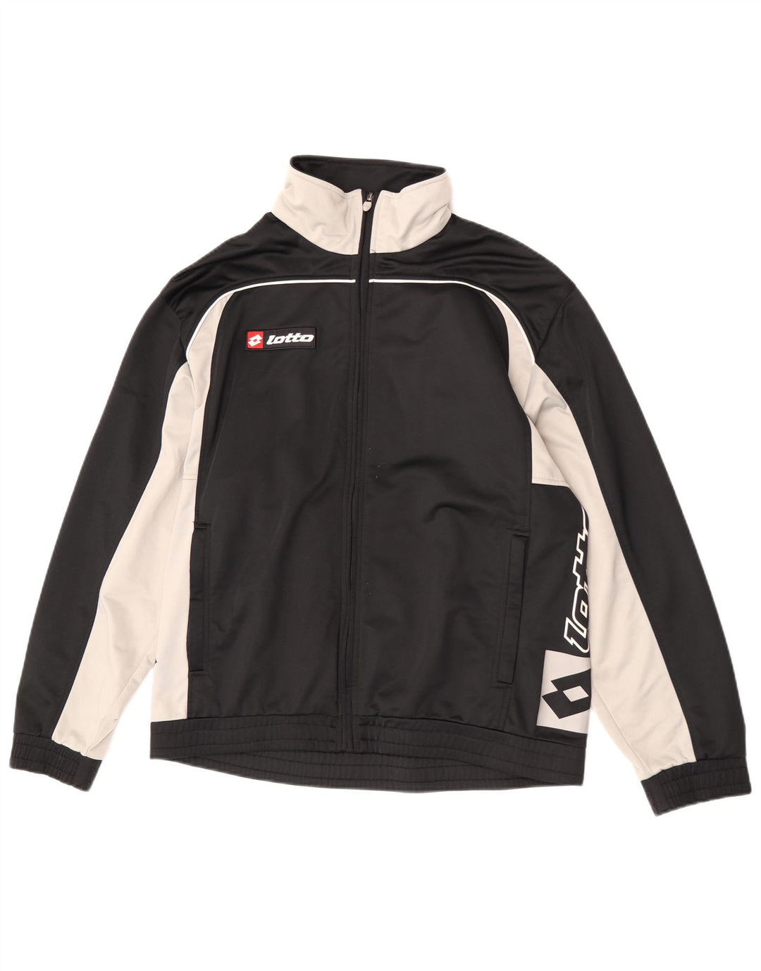 Lotto Womens Graphic Tracksuit Top Jacket UK 16 Large Black Colourblock