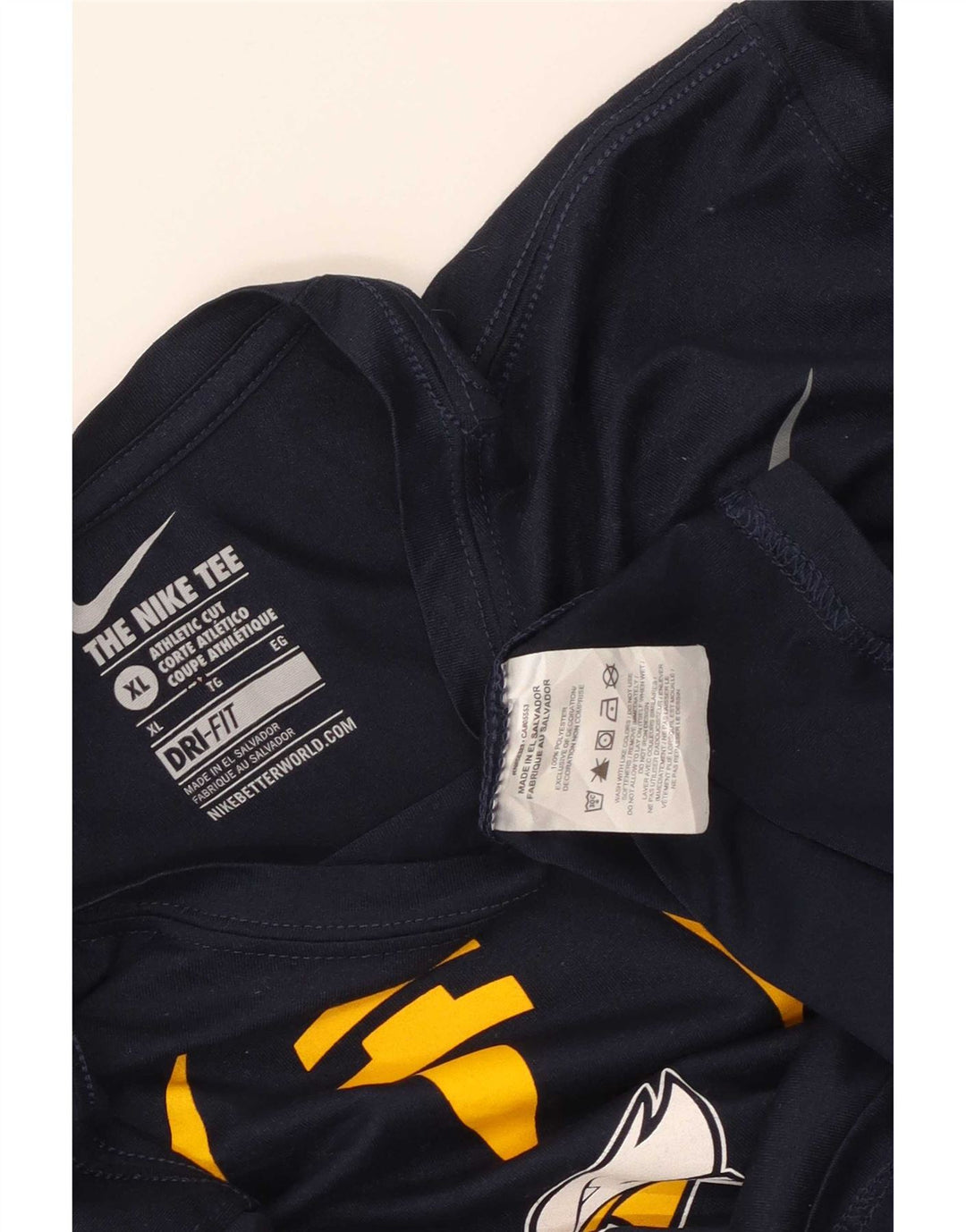 Nike Mens Dri Fit Graphic Top Long Sleeve XL Navy Blue Polyester